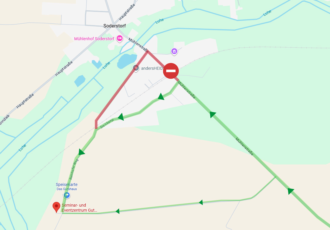 Karte Streckensperrung Bahn&uuml;bergang